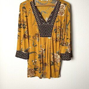 Soft Surroundings Etna Top Maximalist Boho Floral Embroidered Size Small‎ Boho